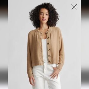 QUINCE 100% ORGANIC COTTON CROPPED CARDIGAN SZ XL